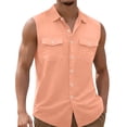 thumbnail image 2 of Antinious Men Solid Button Pockets Collar Sleeveless Breathable Daily Casual Tank Top, 2 of 5