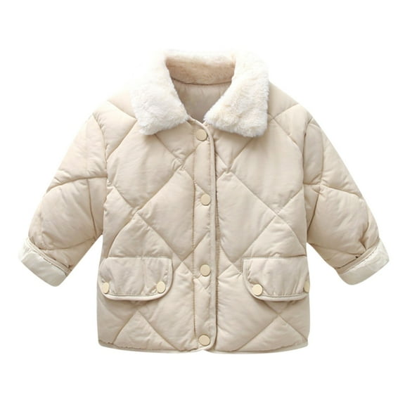 breaise Boys Girls Toddlers Winter Coats Quilted Puffer Jacket Kids Fleece Lapel Collar Baggy Down Snow Jacket Coat Outerwear 2-7Y