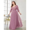 thumbnail image 3 of AURA Plus Size Sequin Evening Dress Women V Neck Formal Gown Elegant Party Dress, 3 of 7
