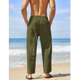 thumbnail image 5 of COOFANDY Men's Baggy Capri Trousers Drawstring Vacation Linen Beach Pants Summer, 5 of 7