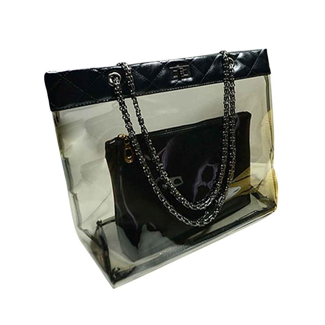 Conjunto de dos bolsos para mujer, niña, transparente, con cadena, bandolera, bolso de mano, buena seguridad, bolsos de mensajero cruzados de PU Kearding BB5465-03