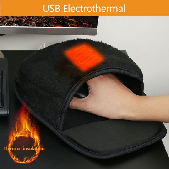 11.42 Inch USB Heated Mouse Pad Hand Warmer Soft Plush Mouse Mat with Anti-Slip Base for Office Home Winter Desk Use