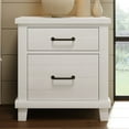 thumbnail image 2 of Rustic Farmhouse Style Solid Pine Wood Whitewash Two-Drawer Nightstand for Bedroom, Living Room, White, 2 of 6