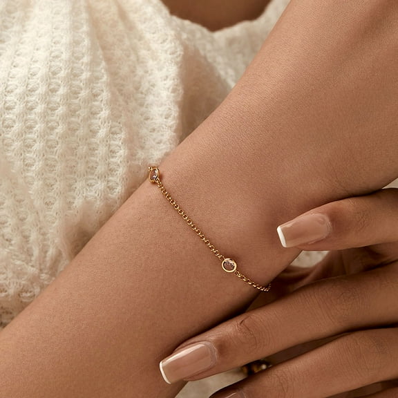 Emerald Zircon Bracelet Elegant Very Simple And Thin Chain Color-Preserving All-Match Stackable