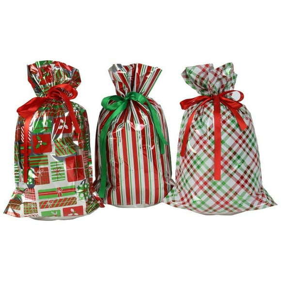 Wrap-In-A-Hurry Three Count Large Gift Sack, Assorted