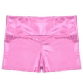 thumbnail image 4 of Kaerm Kids Girls Shiny Metallic Dance Workout High Waist Booty Shorts Bottoms Sports Activewear Pink 4, 4 of 5