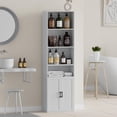 thumbnail image 4 of Tall Bathroom Storage Cabinet, Bathroom Floor Cabinet with Wide 4 Tier Shelf, Storage Unit for Living Room, Entryway, Kitchen (Embossed White, 1 PCS), 4 of 7