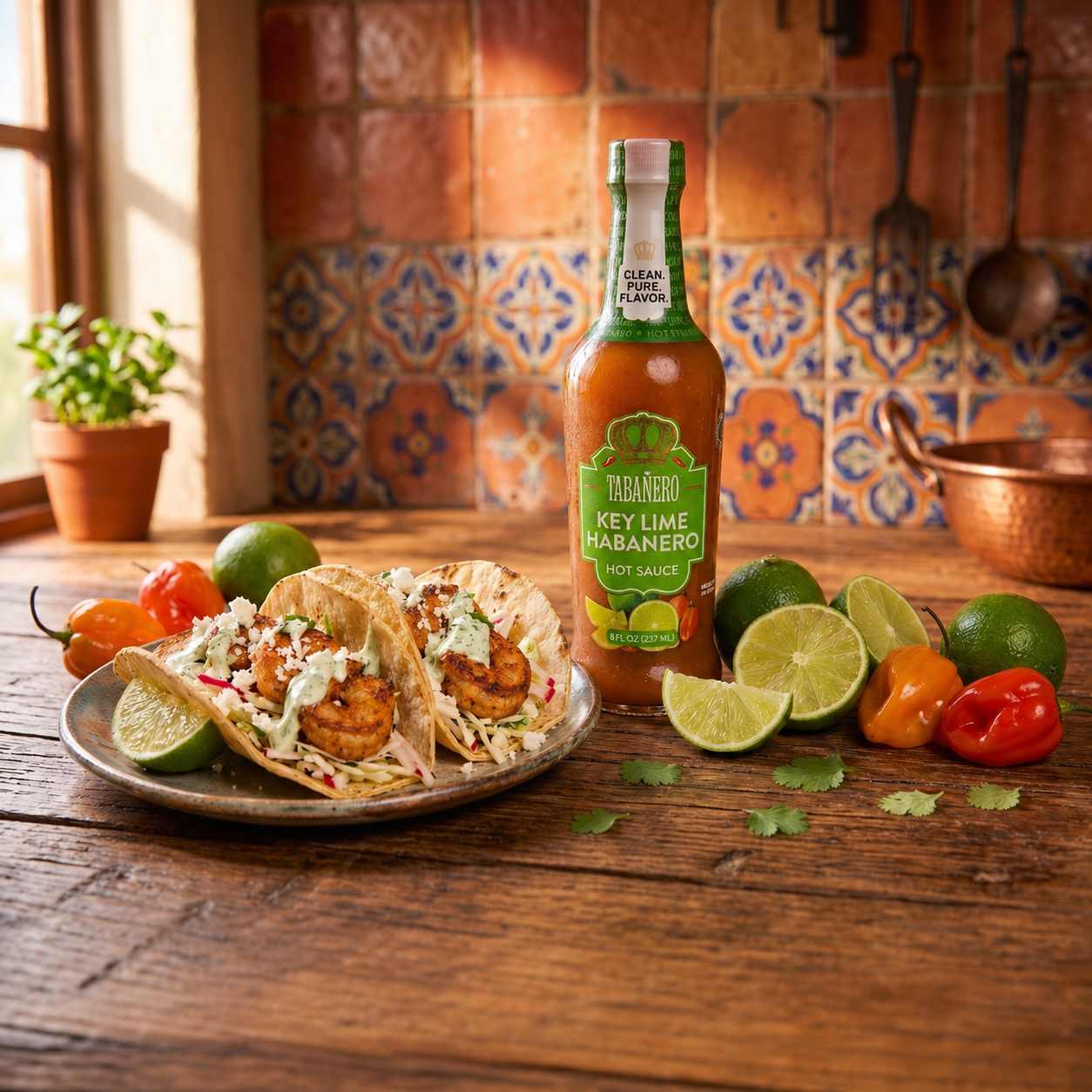 (2 pack) Tabanero Key Lime Habanero Hot Sauce, Citrusy, Mild Heat, 8 oz