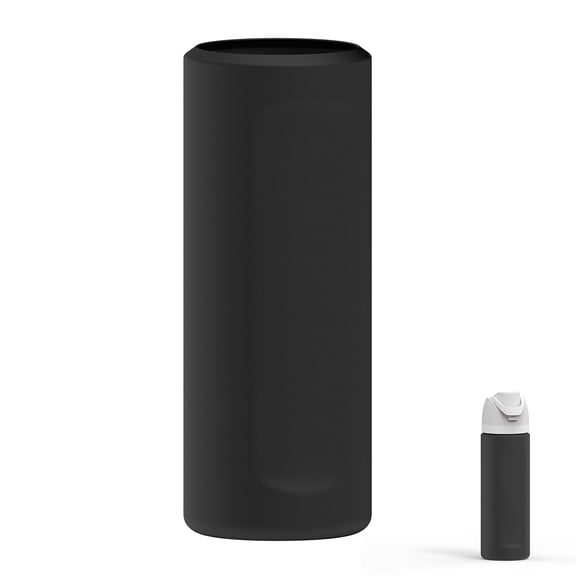 Linkidea Silicone Water Bottle Sleeve Compatible with Owala FreeSip 24oz, Anti-Slip Protector Waterbottle Boot, Bottle Bumper Cover, Black