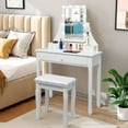 thumbnail image 3 of Costway 3 Drawers Vanity Table 10 Dimmable Bulbs Touch Switch Makeup Dressing Desk White, 3 of 10