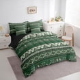 thumbnail image 3 of jejeloiu Vintage Aztec Rhombus 7-Piece Twin Bedding Sets,Green Bohemian Triangle Bedding Comforter Set,Boho Tribal Geometric Sheet Sets For Kids,Luxury Bedroom Decor Reversible, 3 of 8