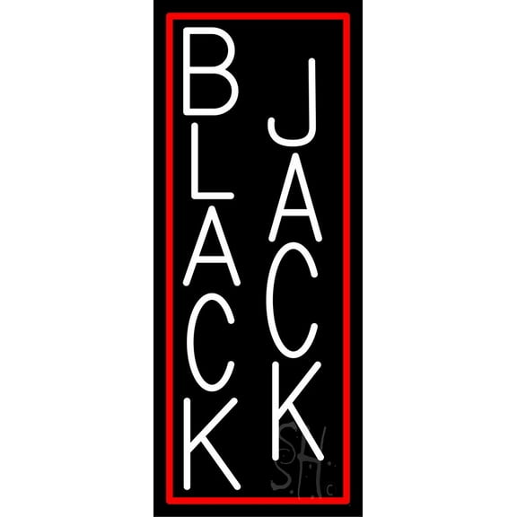 Singal Line Blackjack LED Neon Sign 24 x 10 - inches, Black Square Cut Acrylic Backing, with Dimmer - Bright and Premium built indoor LED Neon Sign for wall décor, arcarde, and storefront.