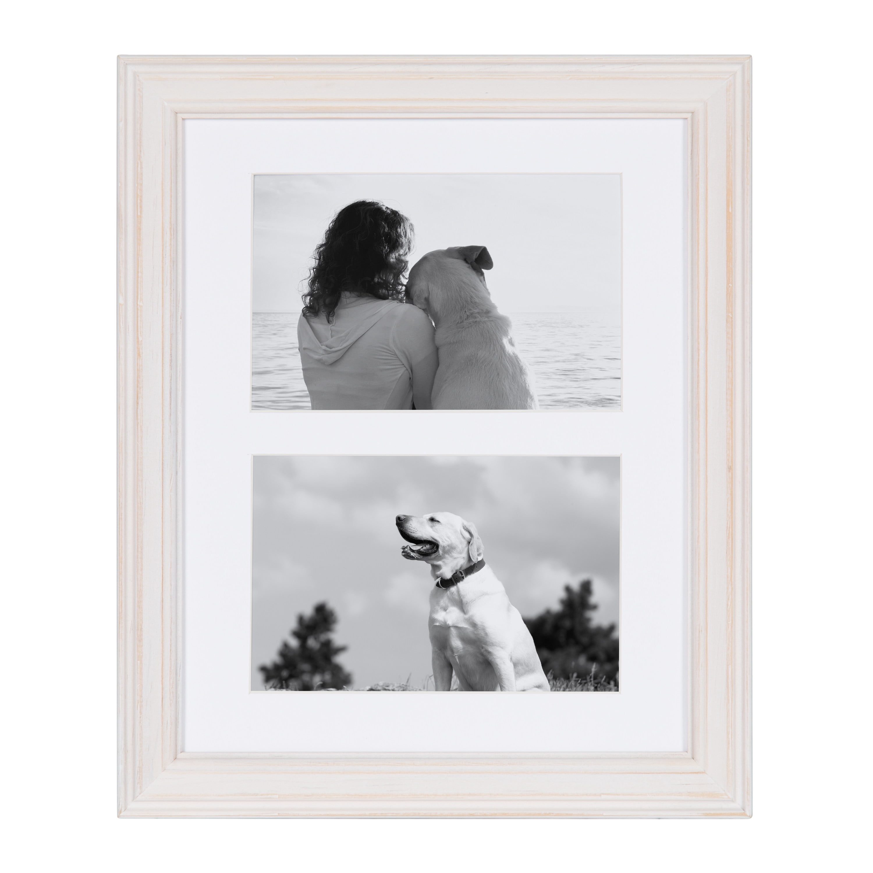 Kate and Laurel Bordeaux Modern Gallery Wall Kit, Set of 10 with Assorted Size Frames with White-Wash Finish