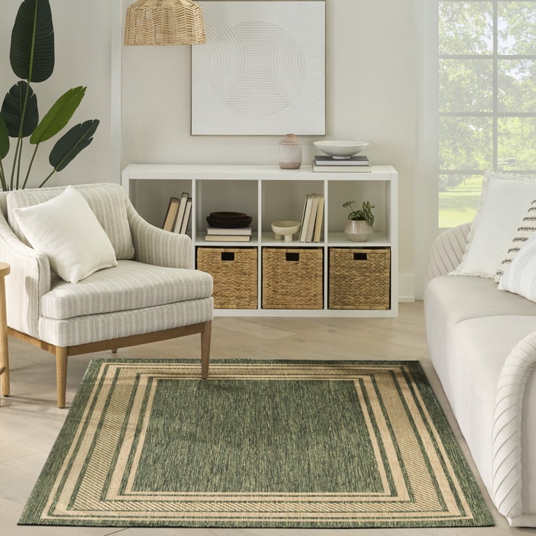 Nourison Horizon Indoor/Outdoor 5' x 7' Green Modern Rug - Walmart.com
