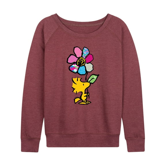 Peanuts - Woodstock With Flower And Pattern - Women's Lightweight French Terry Long Sleeve Shirt