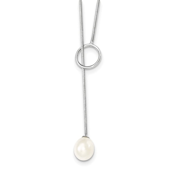 White Sterling Silver necklace Pearl Freshwater 19.5 in 1 mm