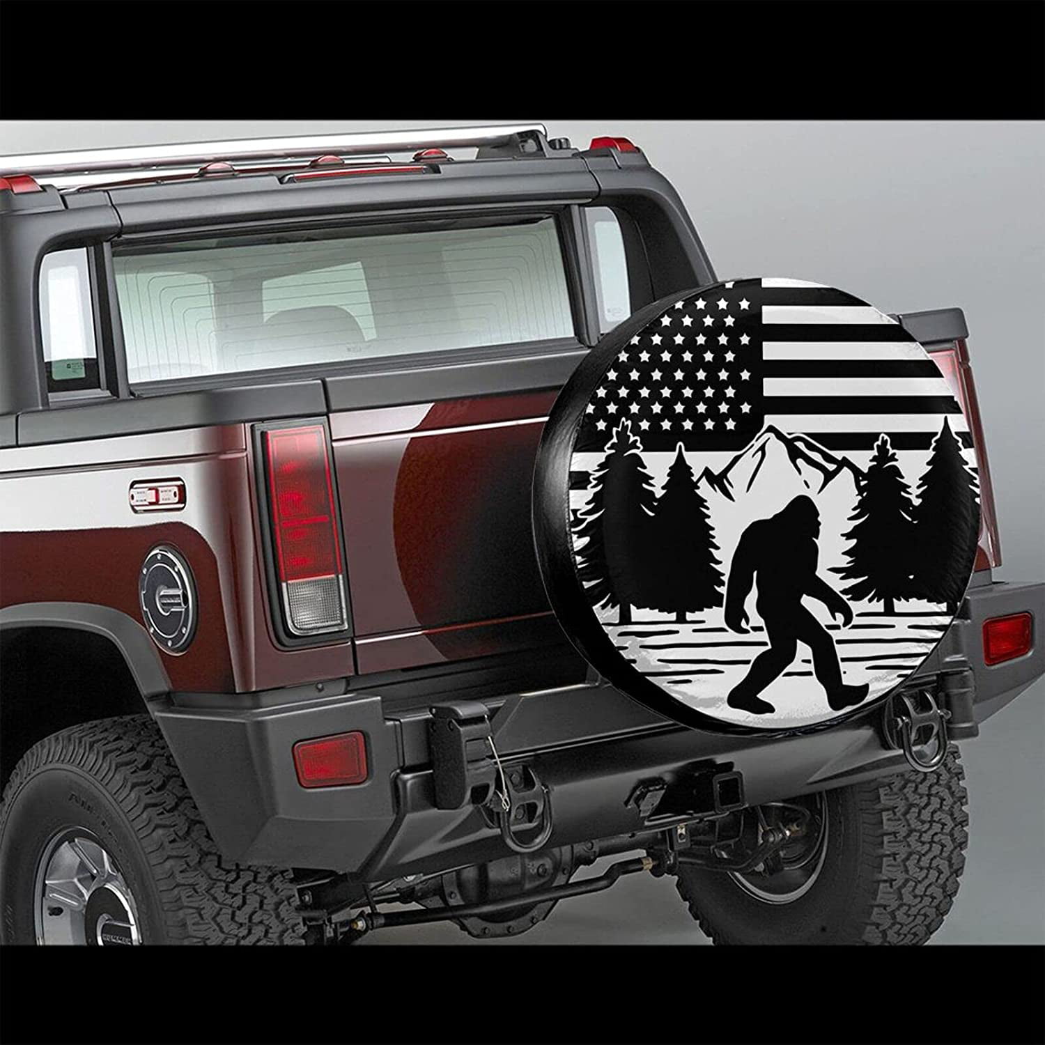 Spare Wheel Tire Cover RV SUV Black & Gray American Flag Spare Tire Cover Wheel Protectors Weatherproof for Camper Trailer Truck Travel Trailer Universal Fits 17 Inch 