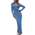 thumbnail image 3 of Franhais Women Maxi Dress Long Sleeve Shirt Dress Fashion Casual Dress for Streetwear, 3 of 9