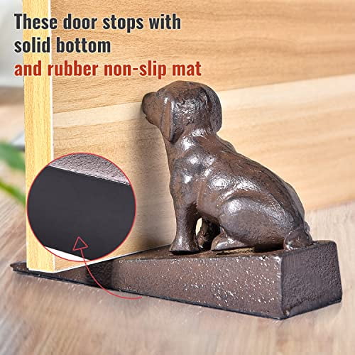 Sungmor Door Stopper Wedge Cast Iron Dog Door Stops Rustic Brown, 1PC