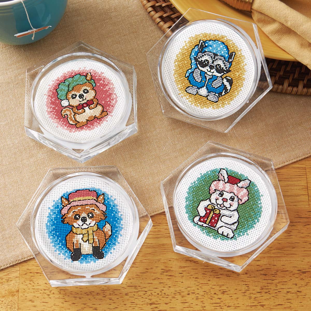 Craftways® Roly Poly Christmas Coasters Counted CrossStitch Kit