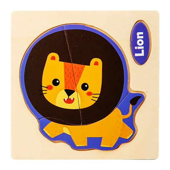 SIYTUAU Wooden Animal Puzzle Toy Lion Shape Sorting 3D Traffic Dinosaur Early Education Learning Activity G Size Wood Material Standard Size G
