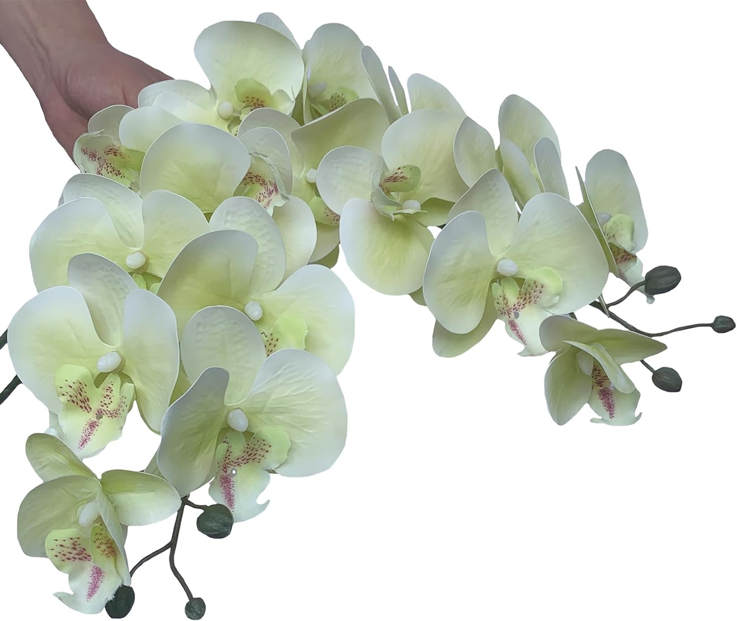 3Artificial Phalaenopsis Flowers with Leaves Artificial Orchid Flowers Stem Plants Fake Butterfly Phalaenopsis Flowers for Home Wedding Party Décor (Yellow)