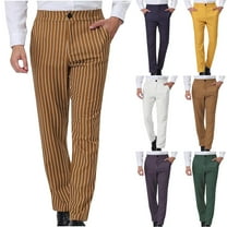 WAENQINLA Striped Dress Pants for Men Color Block Business Casual Pants Straight Fit Golf Pants Flat Front Work Trousers