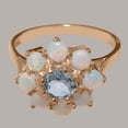 thumbnail image 5 of LBG British Made 14k Rose Gold Natural Aquamarine & Opal Womens Statement Ring - 33 size options - Size 5, 5 of 6