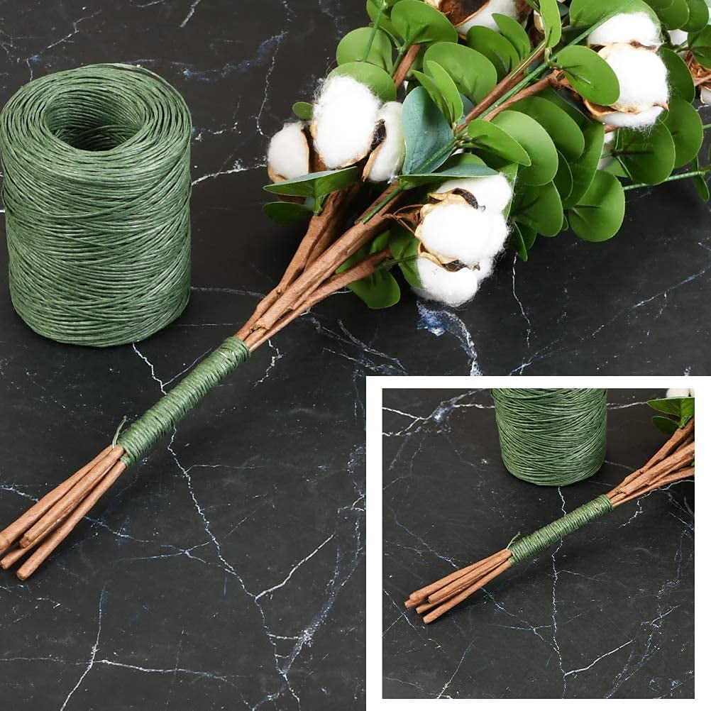 Floral Vine Bind Wire Rustic Wrapping Wire for Flower Bouquets,210m* 4mm Paper Covered Bind Wire Wrap Twine(green)