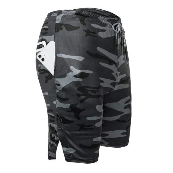 Men's 2 in 1 Casual Sports Quick Dry Running Shorts Compression Gym Workout Training Liner Pocket Pants (XS-XL)