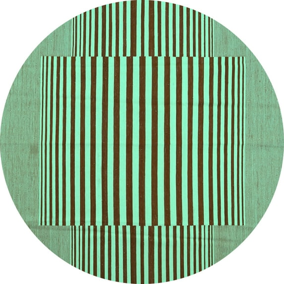 Ahgly Company Indoor Round Abstract Turquoise Blue Contemporary Area Rugs, 3' Round