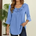 thumbnail image 2 of Tops for Women Trendy Long Sleeve with Lace Trim Summer Shirt Women Raglan Top Womens plus Size Athletic Wear Long Sleeve T Shirt Ladies Large N Striped T round Tunic Tops plus Size Shirts Blue S, 2 of 5