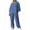 Blue, variant on Womens Cotton Linen 2 Piece Sets V Neck Button Down Long Sleeve Shirt Wide Leg Trouser Sets with Pockets Light Blue XXL