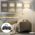 thumbnail image 3 of Floor Lamps for Living Room, White Arc Floor Lamp with Stepless Dimmer, Modern Standing Lamp with Adjustable Drum Shade, Tall Pole Lamp for Bedroom Study Room Office, 9W 3000K LED Bulb Included, 3 of 6