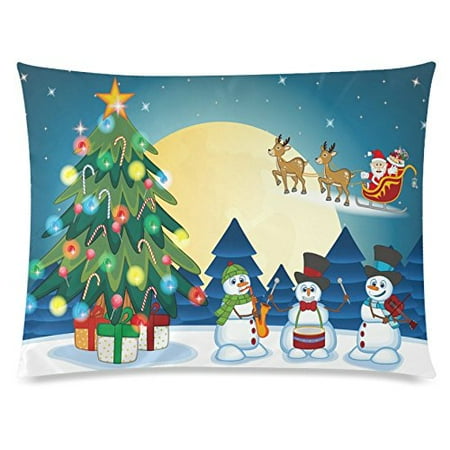 Reindeer Home Decor ZKGK Fantasy Christmas Tree Santa Claus Reindeer Home Decor Pillowcase 20 x 30 Inches,Funny Snowmen Play the Guitar Pillow Cover Case Shams Decorative ()