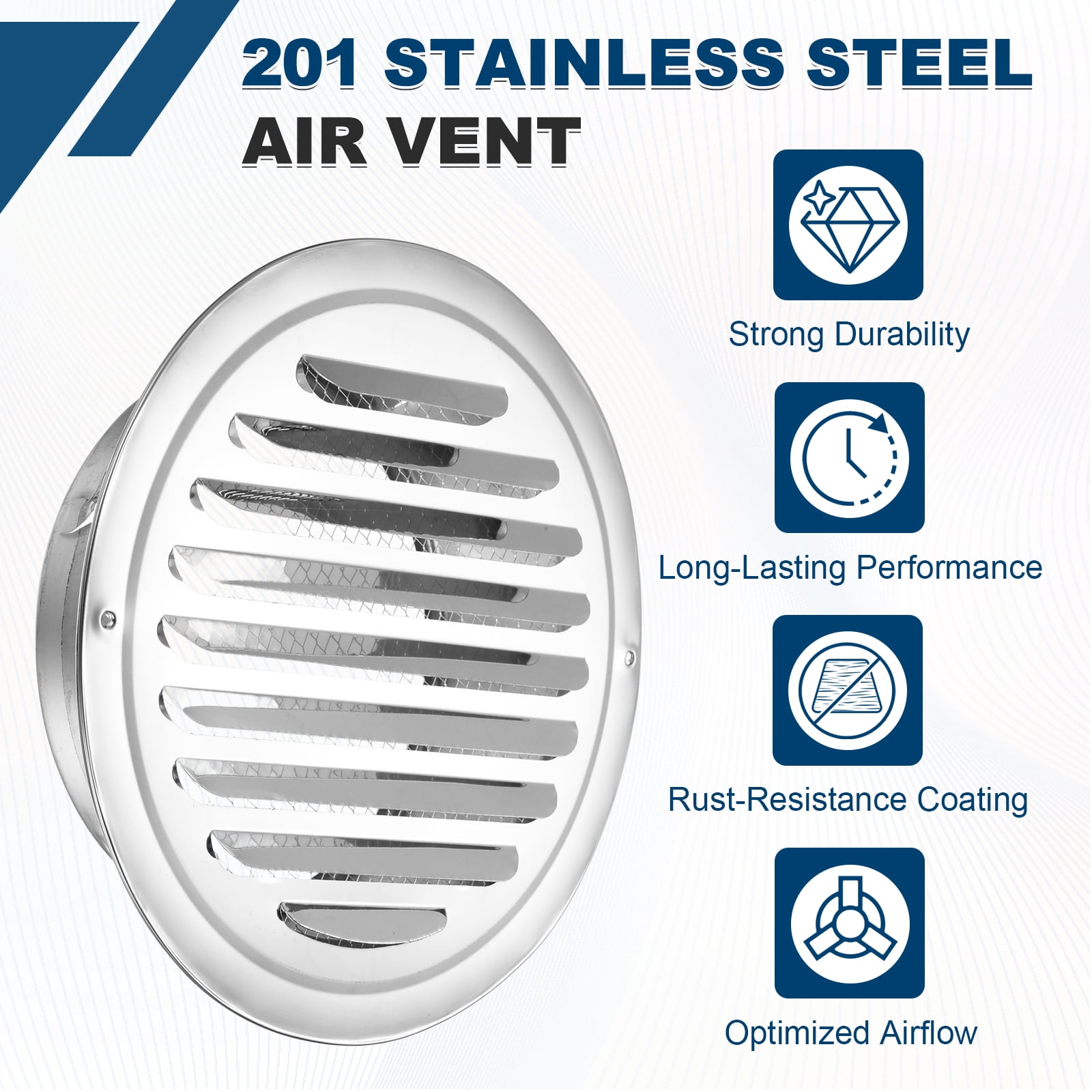 Uxcell 4pcs Stainless Steel Soffit Vent 6.7" Round Louver Grille Cover Air Vent Hood Soffit Exhaust with Screen Mesh for Wall Ceiling Mount Bathroom Garage Attic Ventilation
