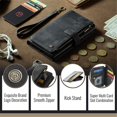 thumbnail image 6 of CaseMe PU Leather For iPhone Duo Wallet Phone Case, With Wristlet Lanyard, Zipper Card Holder Magnetic Flip Cover,Black,For iPhone Duo, 6 of 7