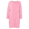 thumbnail image 4 of Womens Crew Neck Long Sleeve Spring Fall Dresses,Women Winter Sweater Knit Crewneck Warm Long Sleeve Casual Sweatshirts Dress Pink, 4 of 8