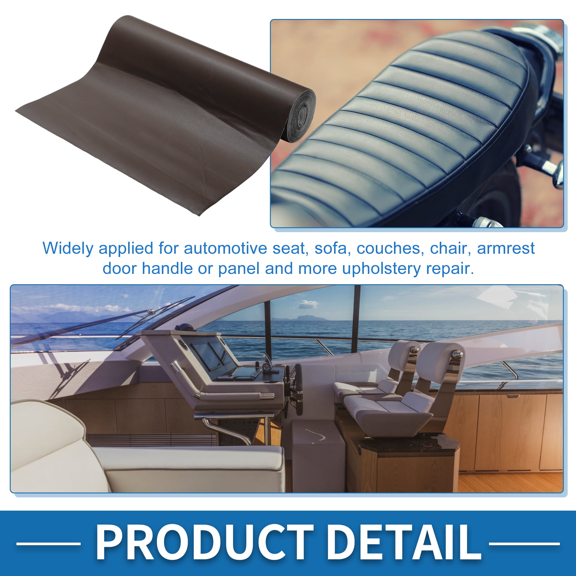 Unique Bargains Self Adhesive Leather Repair Patch Strong Stickiness Leather Repair Tape Leather 1 Pcs Coffee 17" x 395"