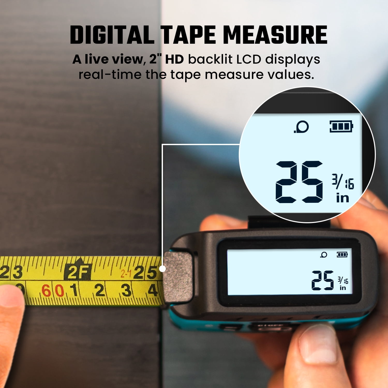 MiLESEEY DT20 Digital Laser Tape Measure,130FT Laser Measuring Tool,16FT Easy Read Digital Measuring Tape Retractable with Fractions,Rechargeable Measurement Tool for Distance/Area/Volume/Pythagorean