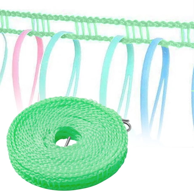 Nylon Windproof Retractable Clothesline with Non-Slip Hooks,Drying Rope for Indoor Outdoor Use,8 Meter Laundry Hanging Line,SouMaox