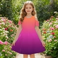 thumbnail image 5 of Cold Shoulder Dresses for Girls with Pockets Size 3-14 Teens Kids Trendy Gradient Printed Short Sleeve Crewneck Pullover Tshirts Dress, 5 of 8