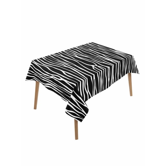 Black Striped Table Cloth, Waterproof Tablecloth for Rectangle Tables, Retro Wave Lines Texture Simple Reusable Washable Fabric Table Cover for Restaurant Kitchen Dining Tables 60"x84"