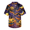 thumbnail image 3 of Men's Halloween Scrub Tops V-Neck Short Sleeve Distressed Splatter Print Medical Work Shirt with Chest Pocket Comfortable Pullover Tunic for Doctor Purple 4XL, 3 of 4