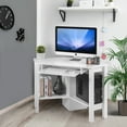 thumbnail image 3 of Topbuy Wooden Corner Computer Desk with Drawer Office Study Table White, 3 of 8