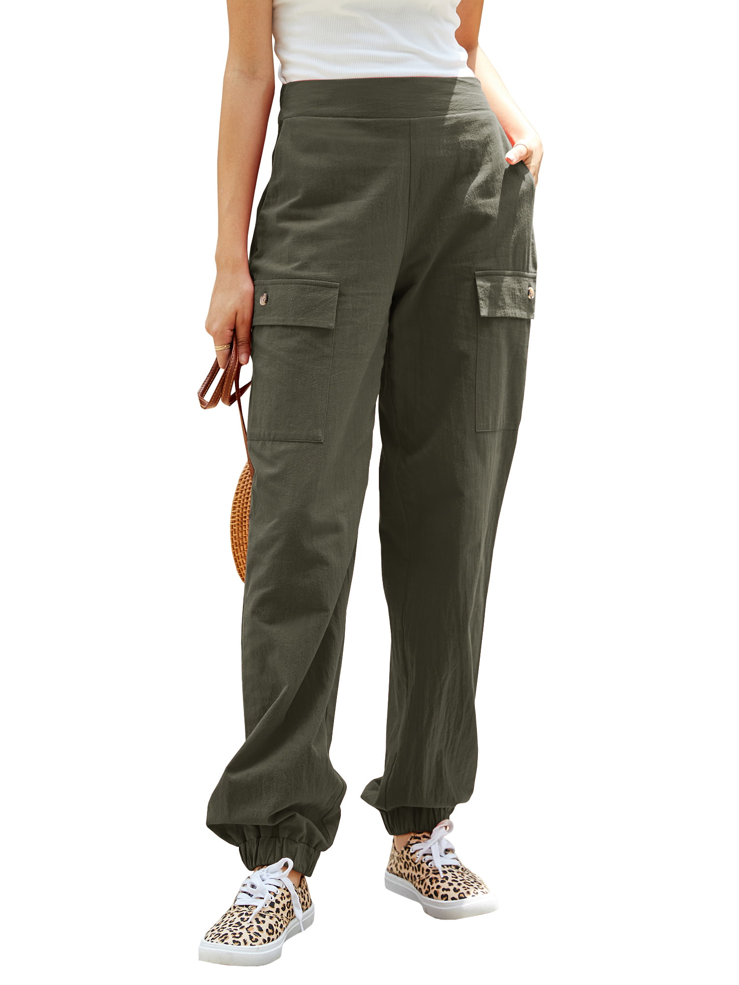 SySea - Womens Cargo Joggers Pants High Elastic Waisted Casual Pants ...
