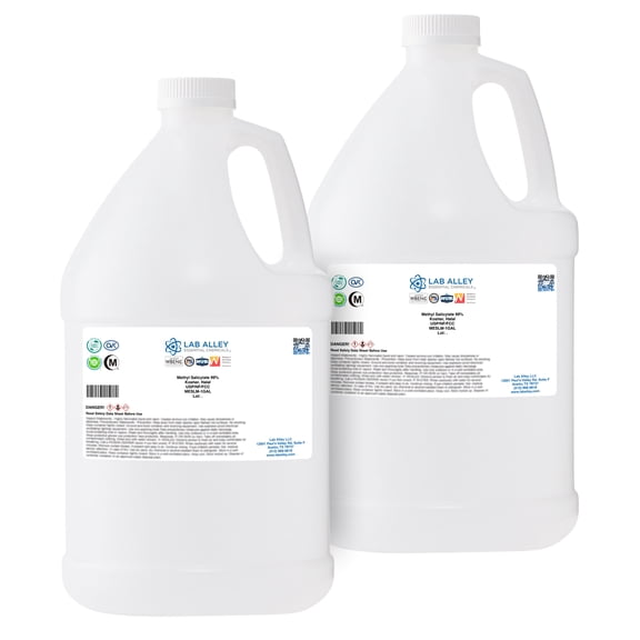Lab Alley Methyl Salicylate 99% USP/NF/FCC Grade, 2 Gallons, Kosher, Halal, For Topical Pain Relief, Flavoring, Fragrances, Anesthetics, and More