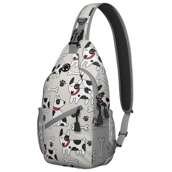 Dog Lover Gift Sling Backpack with Cute Puppy Pattern, Paw Print Crossbody Bag for Women Men, Travel Hiking Daypack