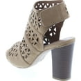 thumbnail image 3 of Nature Breeze Hush-03 Women Perforated Block Heel - Dressy, Trendy, Date Night - Peep Toe Mule, Beige Suede, 9, 3 of 7