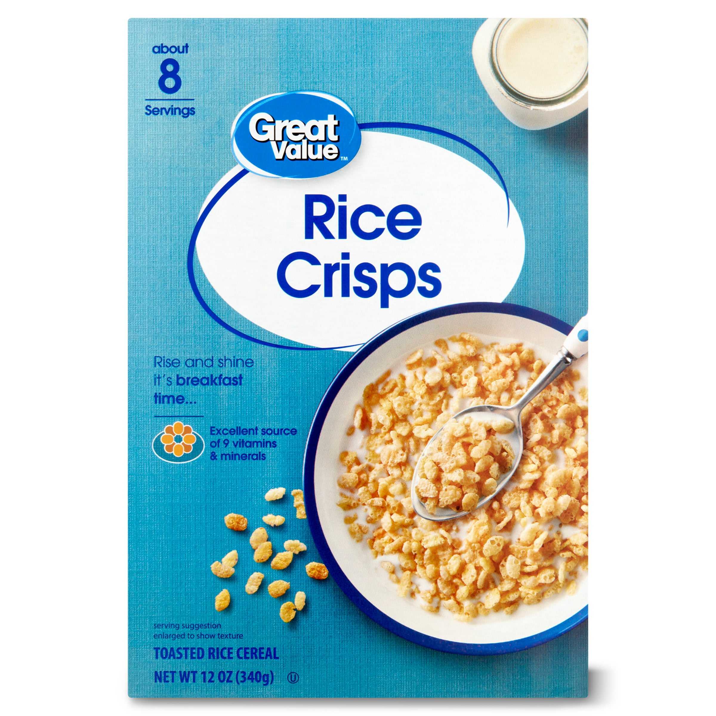 Great Value Toasted Rice Crisps Breakfast Cereal, 12 oz